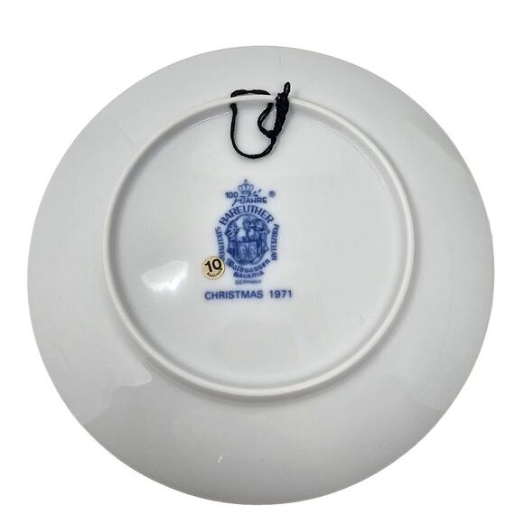 1971 BAREUTHER Christmas Plate Blue White Bavaria Germany Vtg - Picture 2 of 12
